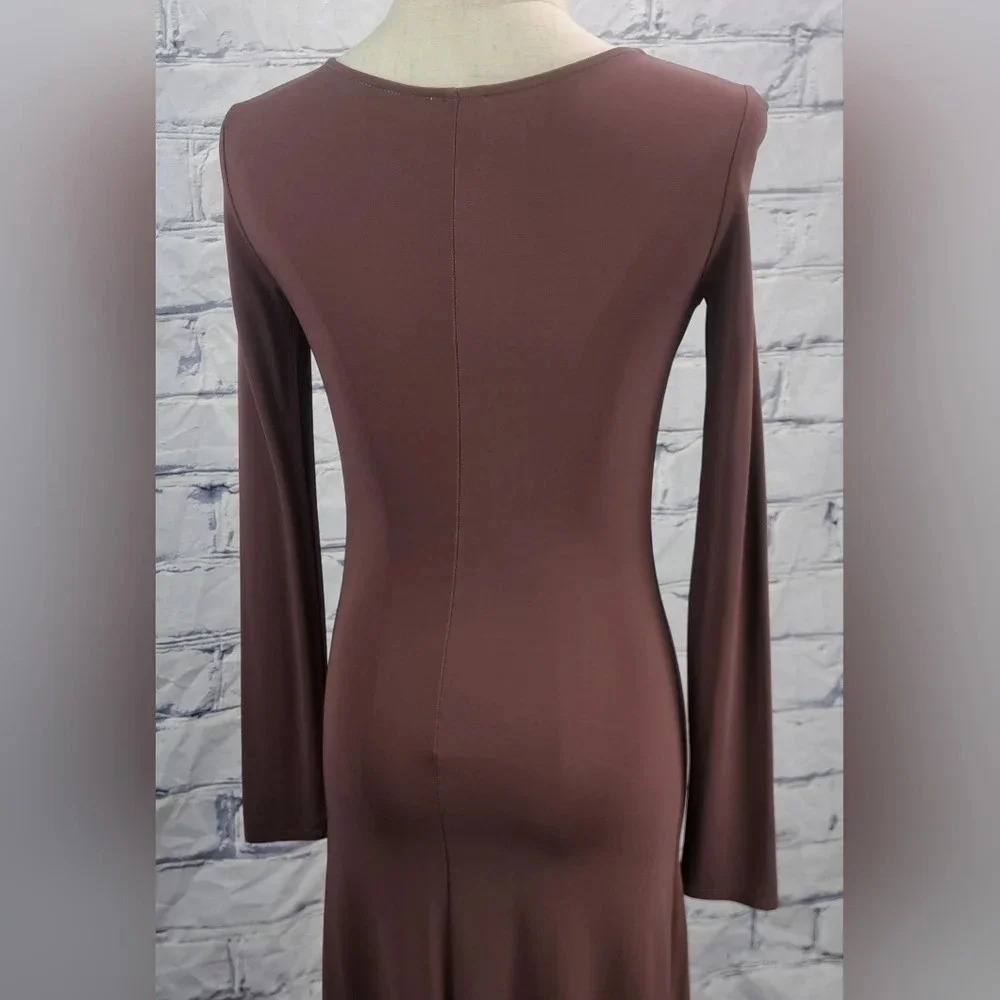 Wilfred Aveyron Dress in Red Midi V-Neck Long Sleeves Ruched Cocktail Size XXS - Picture 9 of 15